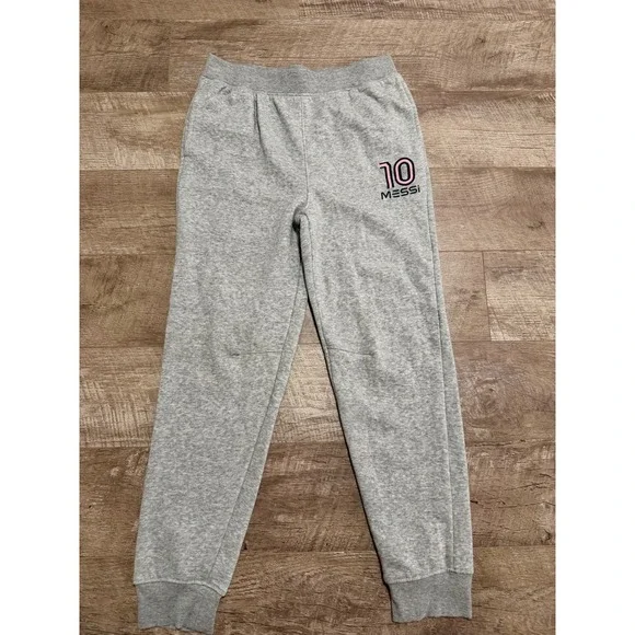 Messi Collection Kids Heather Gray Fleece‎ Joggers Sweatpants Size L 14/16