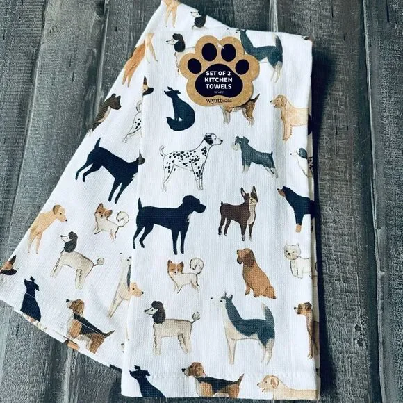 Lifelike Dog Print Kitchen Dish Towels Set