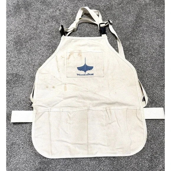 WoodenBoat Builders Apron Heavy Canvas Adjustable Straps Painter Carpenter Used