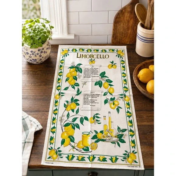 Vintage Italian Limoncello Tea Towel Recipe Towel Lemon Citrus Made in Italy
