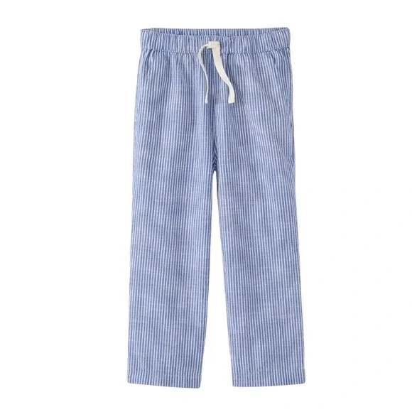 Hanna Andersson Cotton Blue‎ White Stripe Elastic Waist Pants 12-18 Months