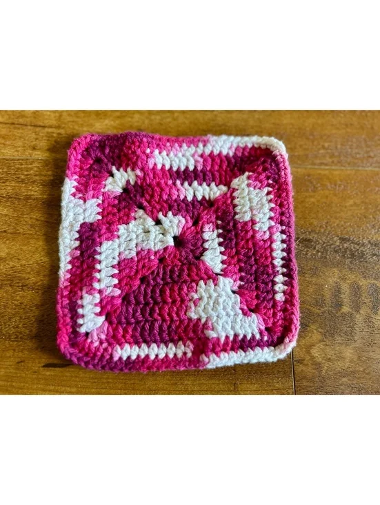 Handmade Crochet Pink and White Square Coaster
