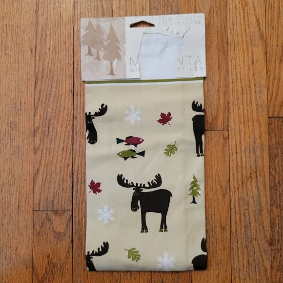 Tea Towel Tan Moose Fish Canadian‎ Collection Cotton Display Deor Gift Cabin
