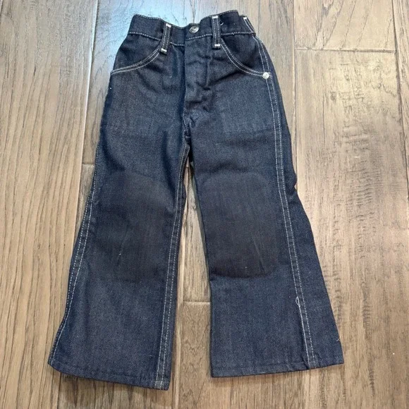 Vintage Sears Toughskins Jeans Size 4 Slim Dark Wash Denim‎ Flare Leg Kids