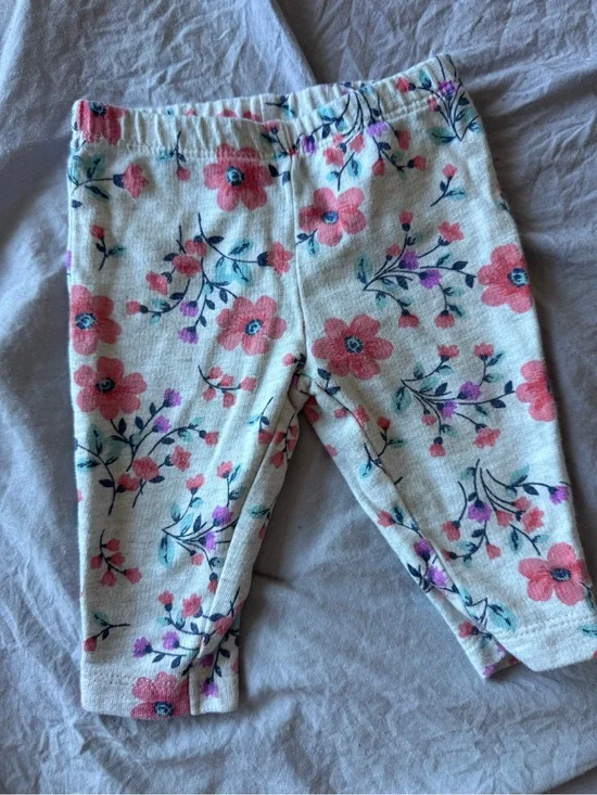 Carters Baby Floral Print White & Pink Pants