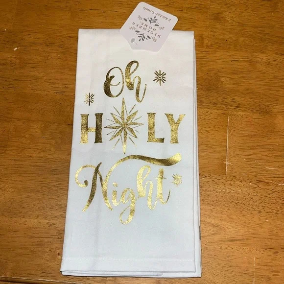 December Home 2 Pack Kitchen Towels Oh Holy Night Manger 16” by 26” 100% Cotton