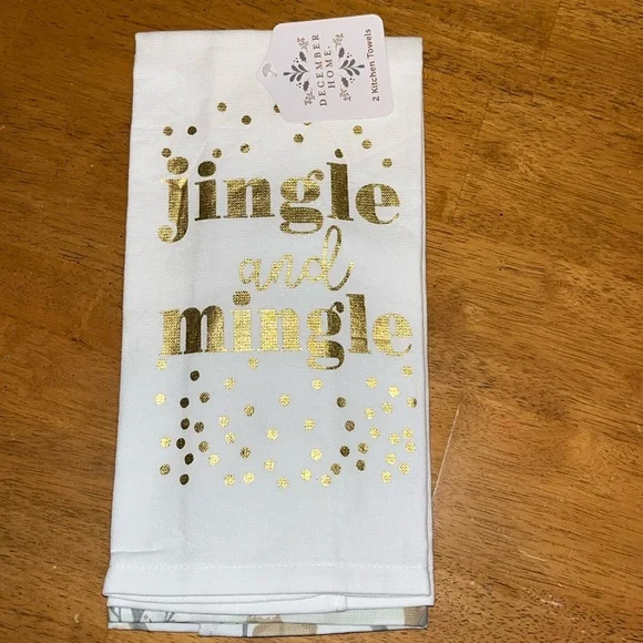 December Home 2 Pack Kitchen Towels Jingle and Mingle Houses Trees 16” by 26”