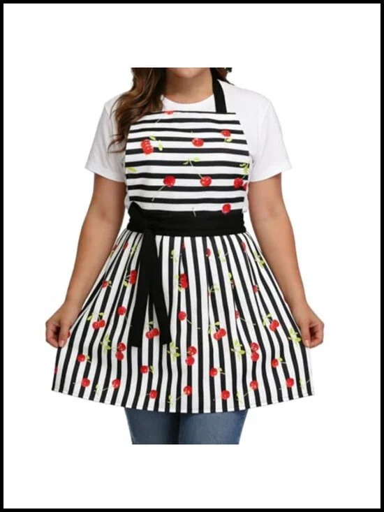 Plus Size Women's Adjustable Long Neck & Waist Ties Kitchen Apron