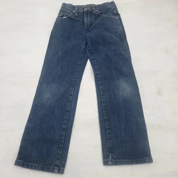 Vtg Wrangler 13MWZBP Cowboy Cut Jeans Western Rodeo Boys Size 8 Slim Distressed