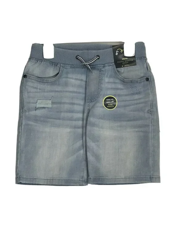 Boy's Art Class Lt Blue Denim Drawstring Shorts Size S (6-7) Distressed New