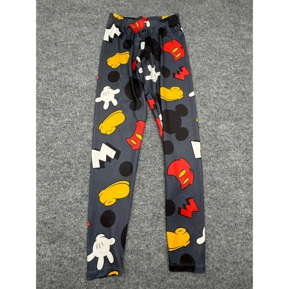 Disney Mickey Mouse Kids Small Grey All Over Print‎ Leggings Stretchy Pants