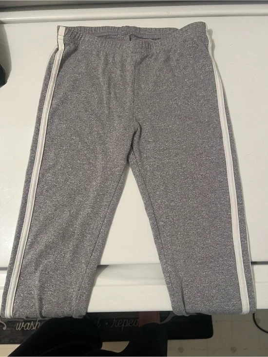 SO Gray Kids Leggings with White Side Stripes