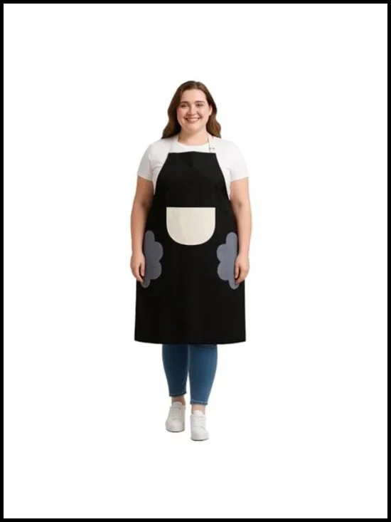 Plus Size Washable Kitchen Apron with Pockets and Attached Towel