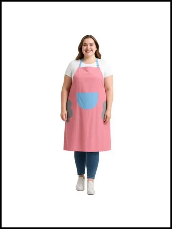 Plus Size Washable Kitchen Apron with Pockets and Towel