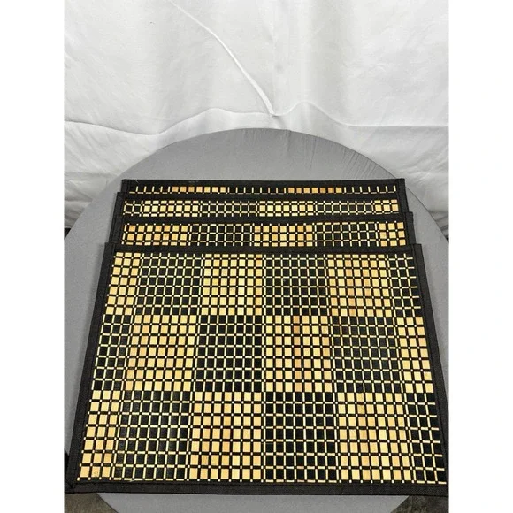 Set Of 4 Black And‎ Bamboo Placemats