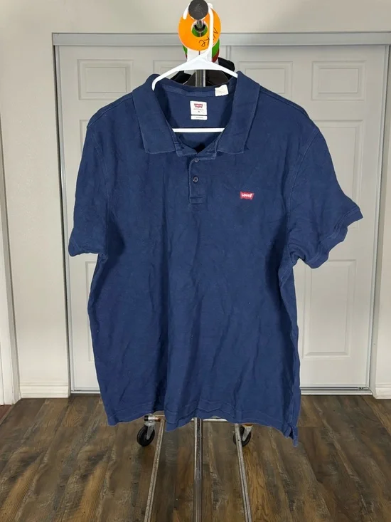 Levi's Men's Dark Blue Polo with Red Logo