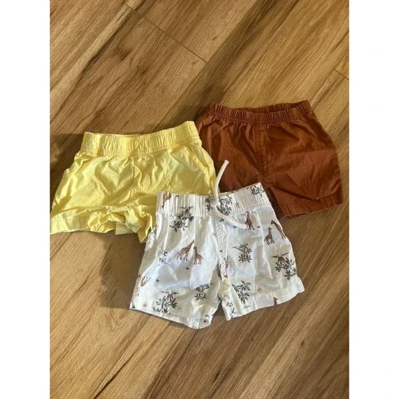 Carters Baby Boys Shorts Bundle 3‎ Pack Giraffe Print Yellow Rust 6M 1Q507110