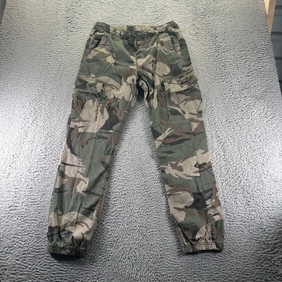 Wrangler Pant Boys XL Green Cotton‎ Camouflage Cargo Jogger Tapered Stretch Army