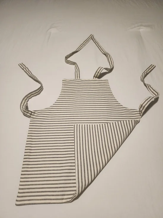 Childs Pinstriped Cotton Apron in Blue & Cream