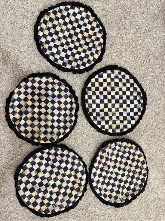 Set of 5 Mackenzie Childs Courtly Checkered Round Placemat