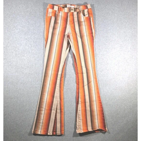 Ranch Dress'n Youth Sunset Serape Super Flare Jeans Striped Size 16 Western
