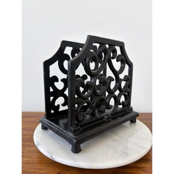 Black Scrollwork Metal Letter or Napkin Rack