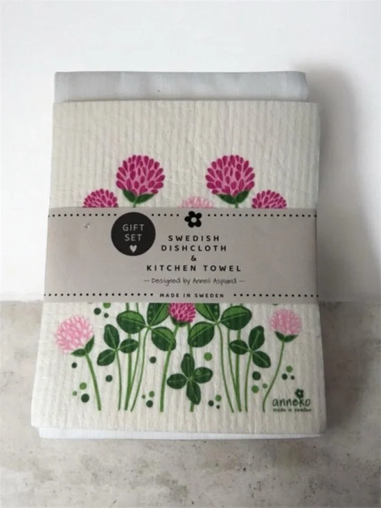 Pink Clover & Green Leaf Kitchen Cloth towel