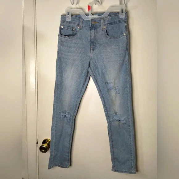 Levi's Denizen Taper Distressed Blue Jeans Size‎ 14 Regular Big Kids