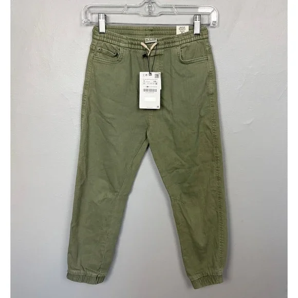 Zara Kids Green Jogger‎ Denim Pants Elastic Waist Comfortable Size 8