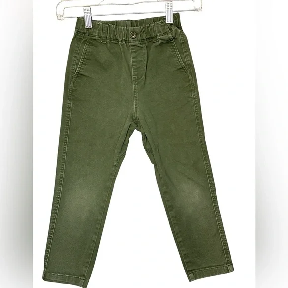 Uniqlo Olive Green Elastic Waist Unisex Pants Size 120/6-7