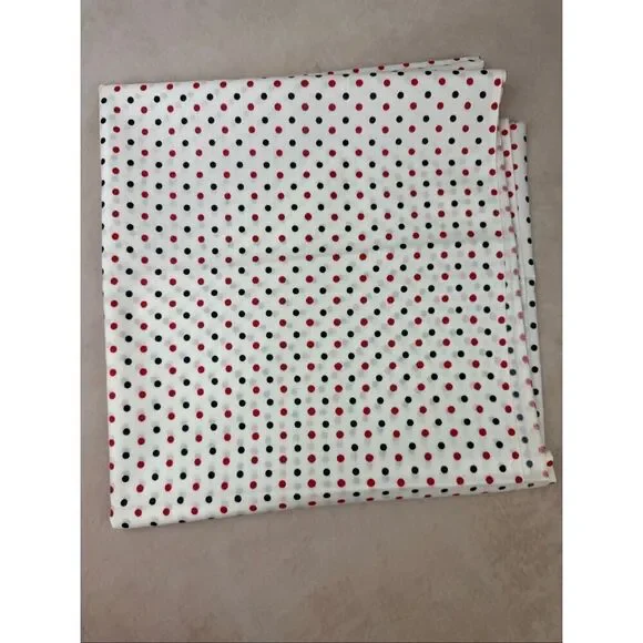 Vintage Fabric Polkadot Navy and Red 45x45” Kitschy