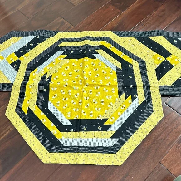 Set of 2 Quilted Hexagon /Table Topper and Table Runner