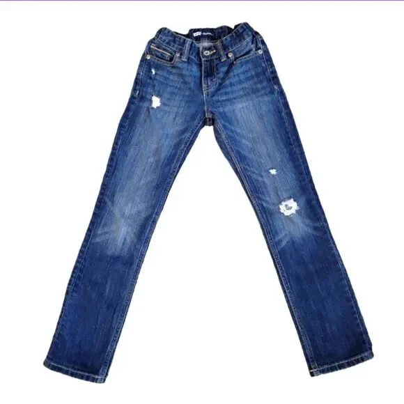 EC LEVI'S BOYFRIEND FIT ADJUSTABLE WAIST DISTRESSED JEANS SZ. 8