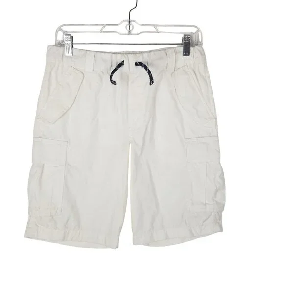 Polo Ralph Lauren Shorts Boys 16 White Cotton‎ Cargo Snap Pockets Pull on Casual