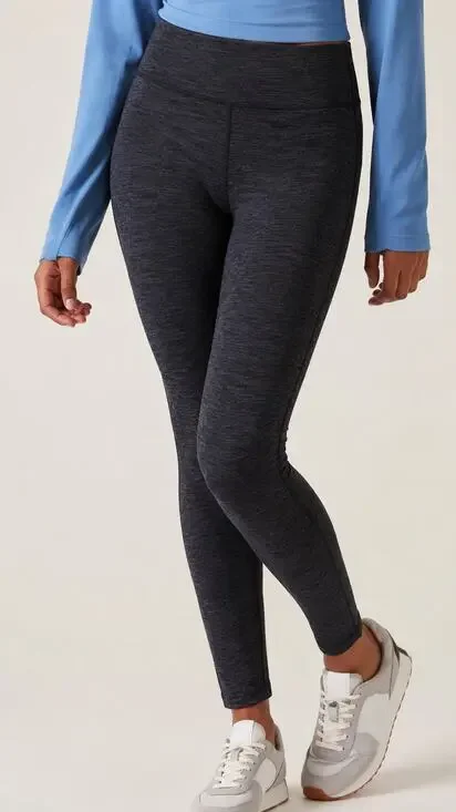 Athleta Girl High Rise Polartec Tight Heathered Black Leggings Size 8-10 medium