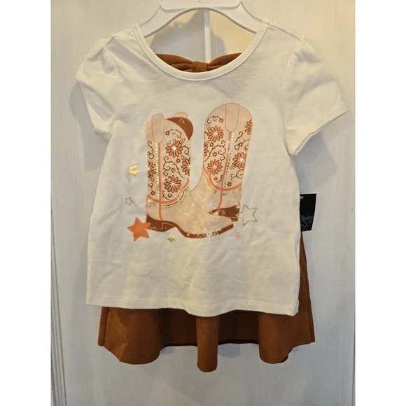 Cynthia Rowley Girl's Cowgirl Set Boot Pic Top And Faux Suede‎ Skirt Small 5/6