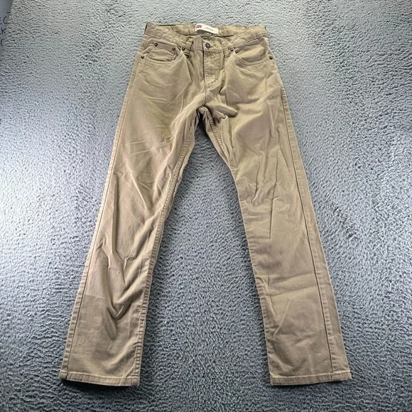 Levi's 511 Pant Boys 16 Brown Cotton‎ Chino Straight Ankle Slim Preppy Stretch