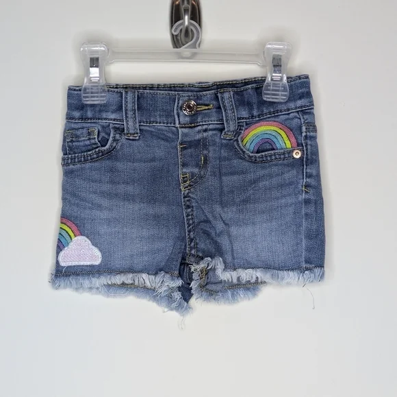Cat & Jack Denim Embroidered Rainbow Shorts 18m