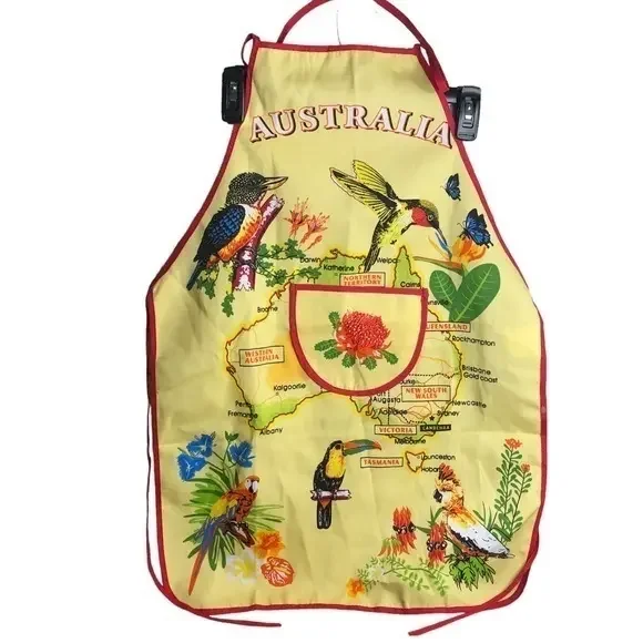 Australia full bib‎ kitchen cotton pocket apron yellow