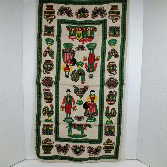 Vintage Dutch Tea Towel 100% Linen‎ Pennsylvania Folk Art  26