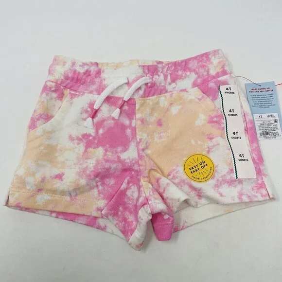 Cat‎ & Jack Toddler Girls Size 4T Tie Dye Drawstring Knit Shorts in Cream 2496