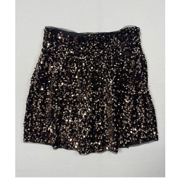 Sparkle Glam‎ Zara Sequin Mini Skirt Girls 13-14 Bronze Black