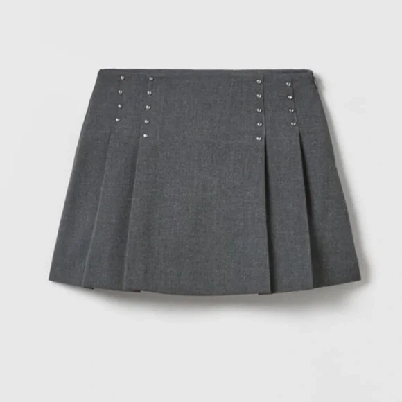 Zara Pleated Studded Skirt