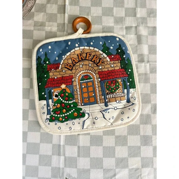Vintage Gourmet Gallery Christmas Bakery Pot Holder B&D Winter Holiday Decor