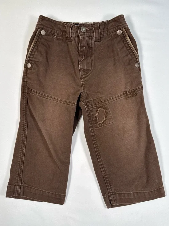 POLO Boys Y2K Utility Brown Carpenter‎ Pants 24M Patch Distressed Grunge Retro