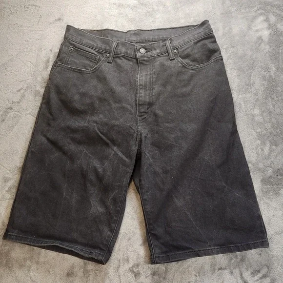 Levis 569 Shorts Mens 34 Black Dark Wash Loose Straight 12
