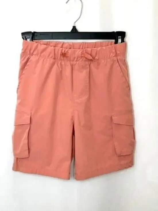 Ben Sherman Boys Cargo Shorts Size S 8 Salmon Pink Elastic Waist Stretch
