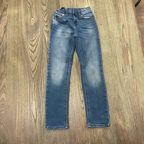 Members Mark Boys Knit Denim Jeans Straight Leg Stretch Medium Wash Blue Size 10