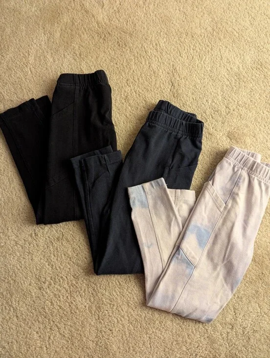 Lot Of 3 Land's End Girls Tough Ankle Leggings With Pockets Size XS 4-5