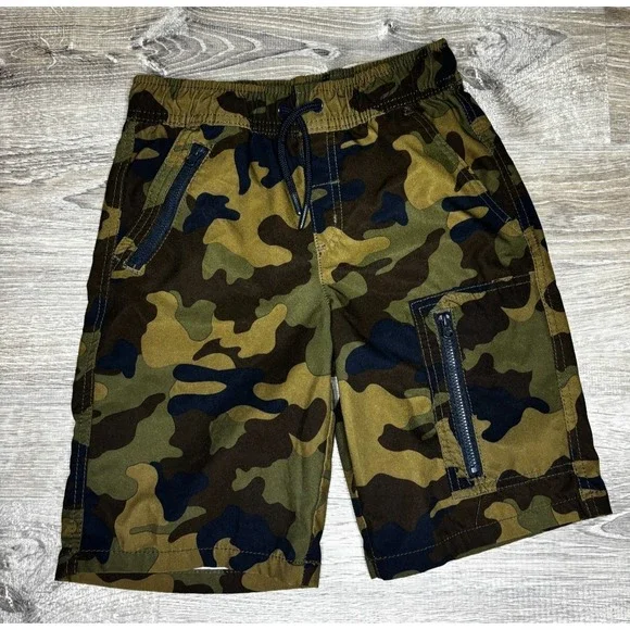 Cat & Jack Youth Boys Camouflage Pull On Drawstring Shorts Swimsuit Size Medium‎